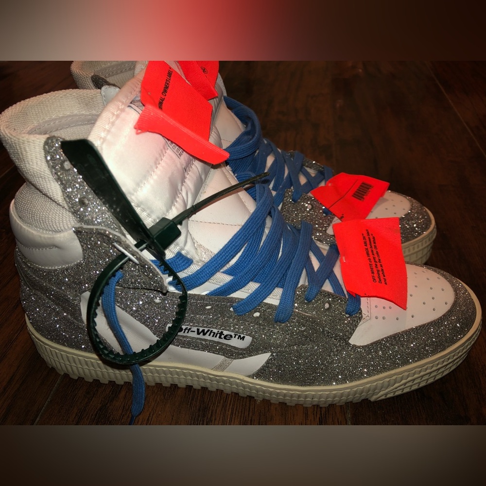 OFF-WHITE Off Court 3.0 High Top Sneaker  Glitter White/Silver SZ44 - Picture 4 of 15